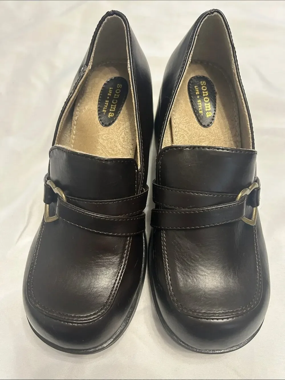 Sonoma Dark Brown girls Slip-On Loafers with Gold-Tone Accent